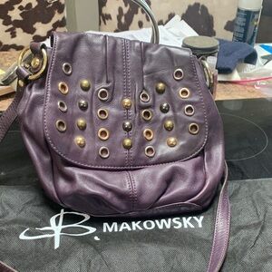 B. Makowsky Dark Purple Studded Crossbody Bag